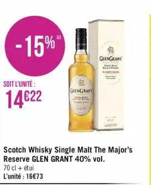 scotch whisky single malt the major's réserve glen grant 40% vol.