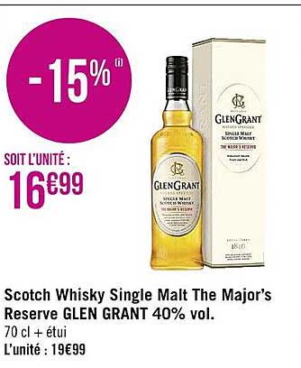 scotch whisky single malt the major's réserve glen grant 40% vol.