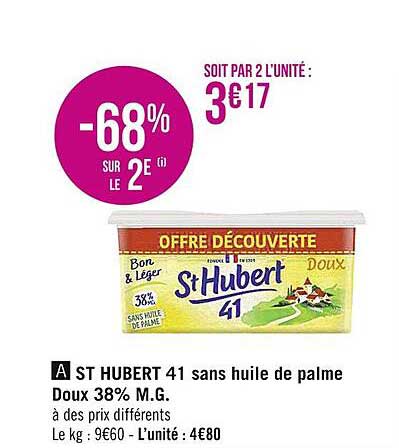st hubert 41 sans huile de palme doux 38% m.g.