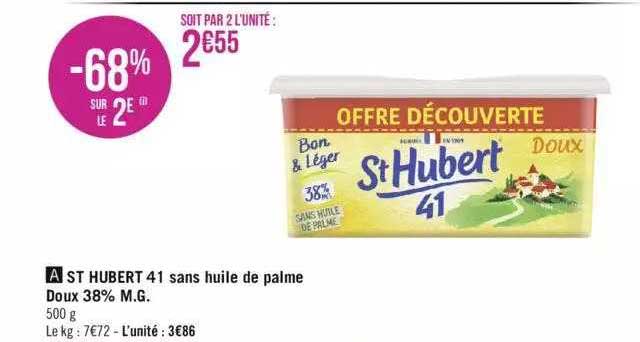 st hubert 41 sans huile de palme doux 38% m.g.