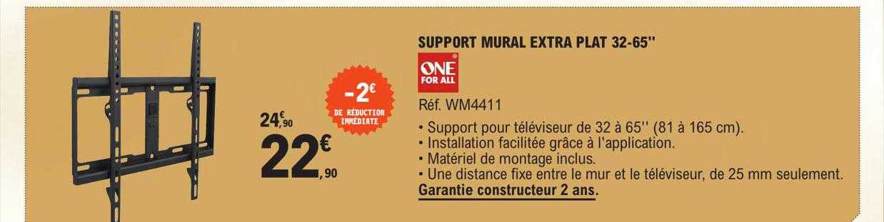 support mural extra plat 32-65" one for all