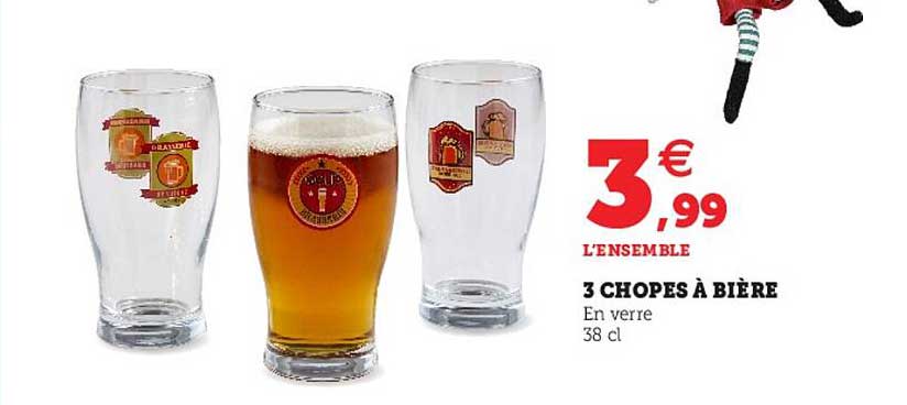 3 chopes à bière