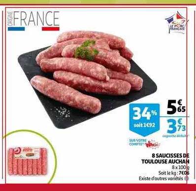 8 Saucisses De Toulouse Auchan