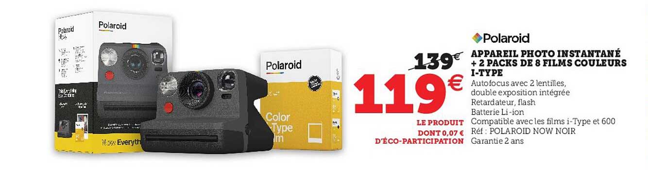 Appareil Photo Instantané + 2 Packs De 8 Films Couleurs I-type Polaroid