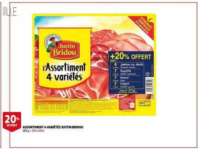 assortiment 4 variétés justin bridou