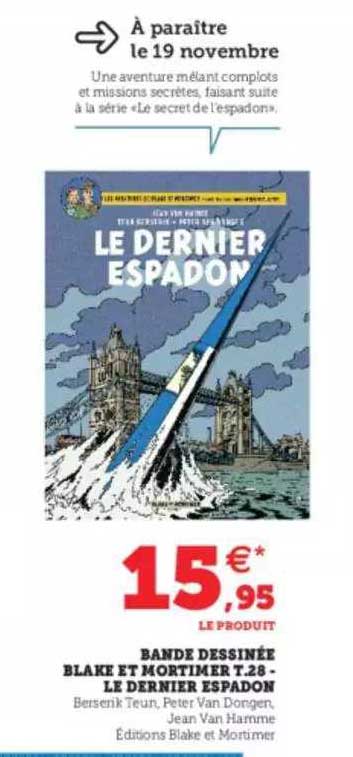 bande dessinée black et mortimer t. 28 - le dernier espadon