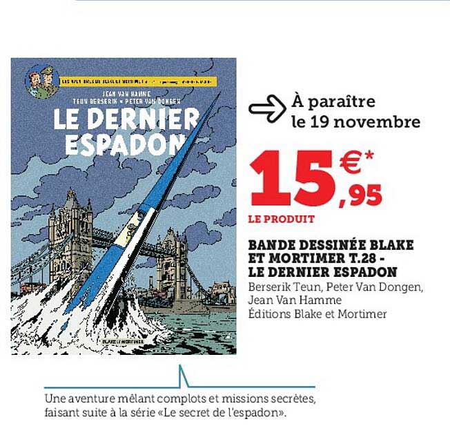 bande dessinée blake et mortimer t.28 - le dernier espadon