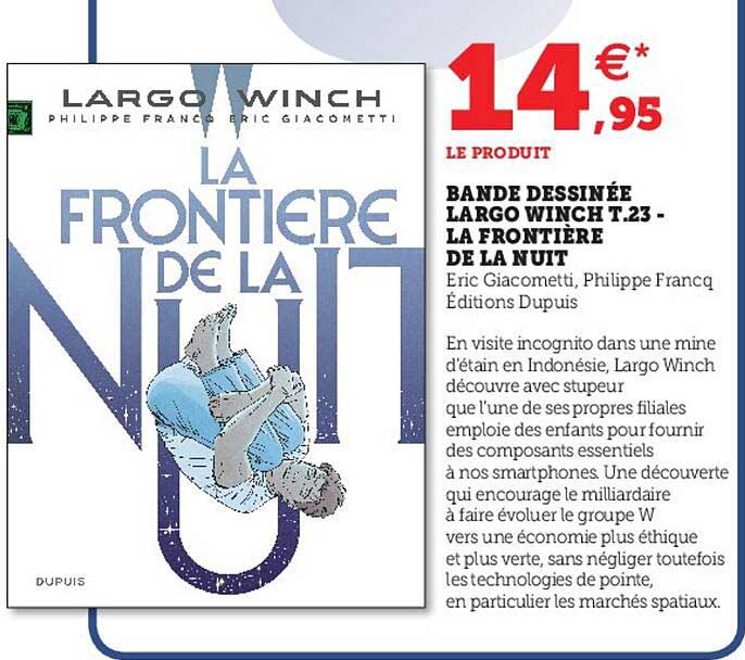 bande dessinée largo winch t.23 - la frontière de la nuit