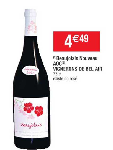 beaujolais nouveau aoc vignerons de bel air