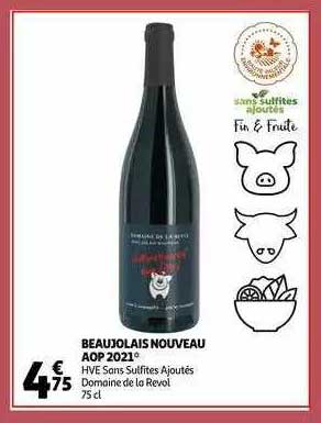 beaujolais nouveau  aop 2021 hve sans sulfites ajoutés domaine de la revol