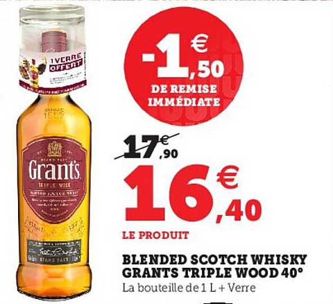 Blended Scotch Whisky Grants Triple Wood 40°