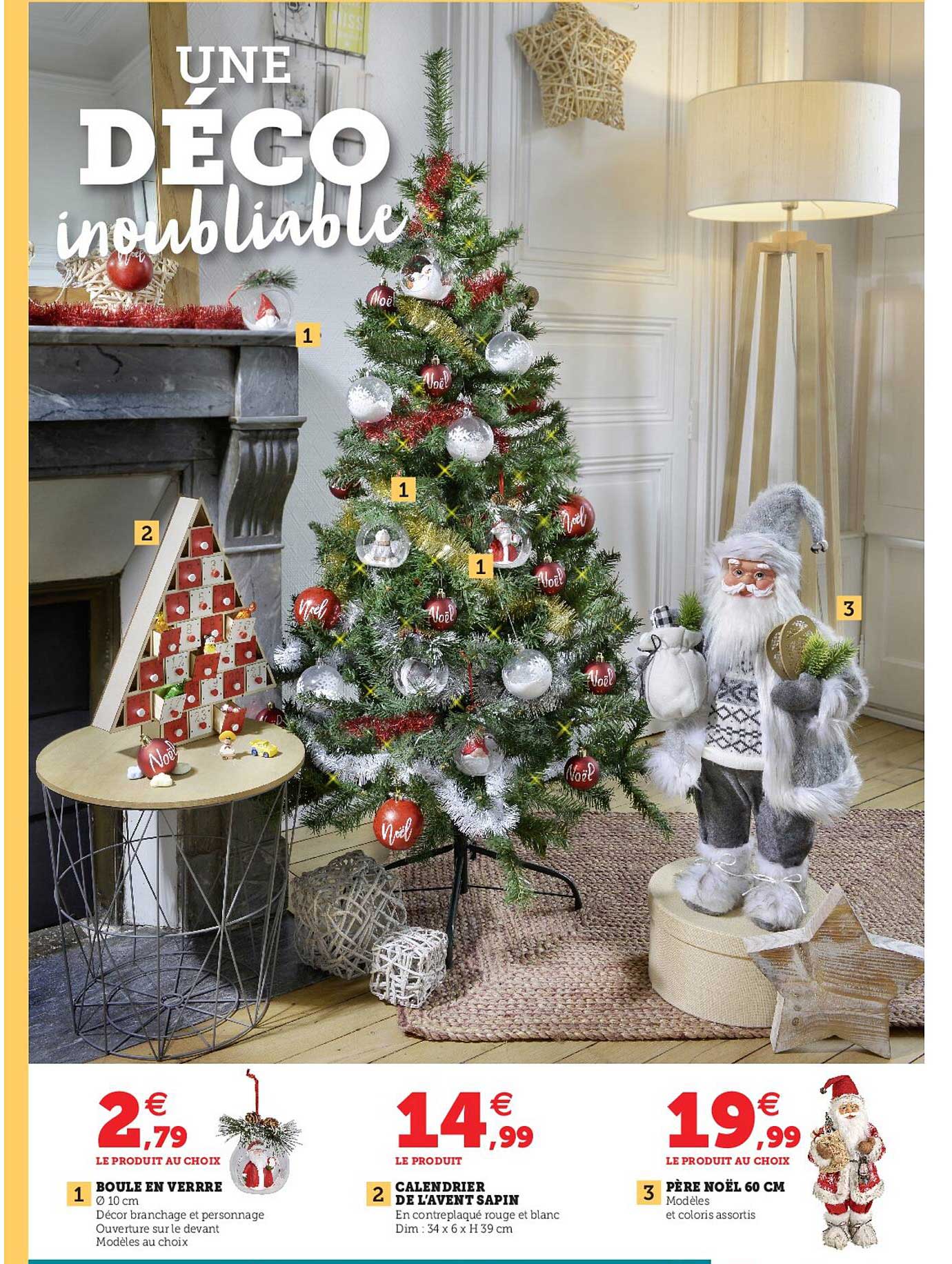 boule en verre, calendrier de l'avent sapin, père noël 60 cm