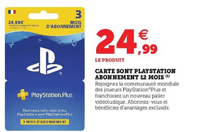 carte sony playstation abonnement 12 mois