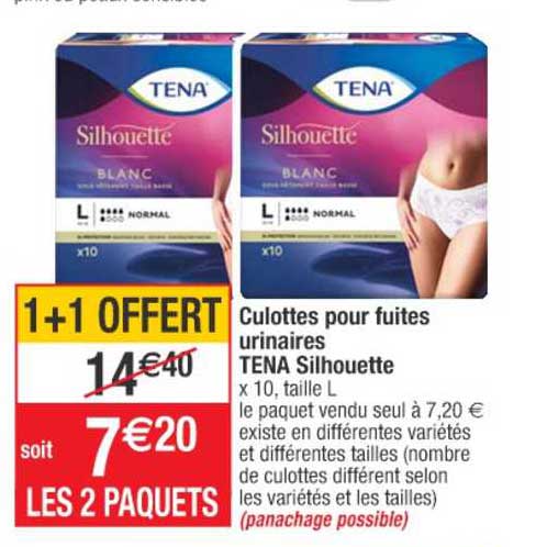 culottes pour fuites urinaires tena silhouette