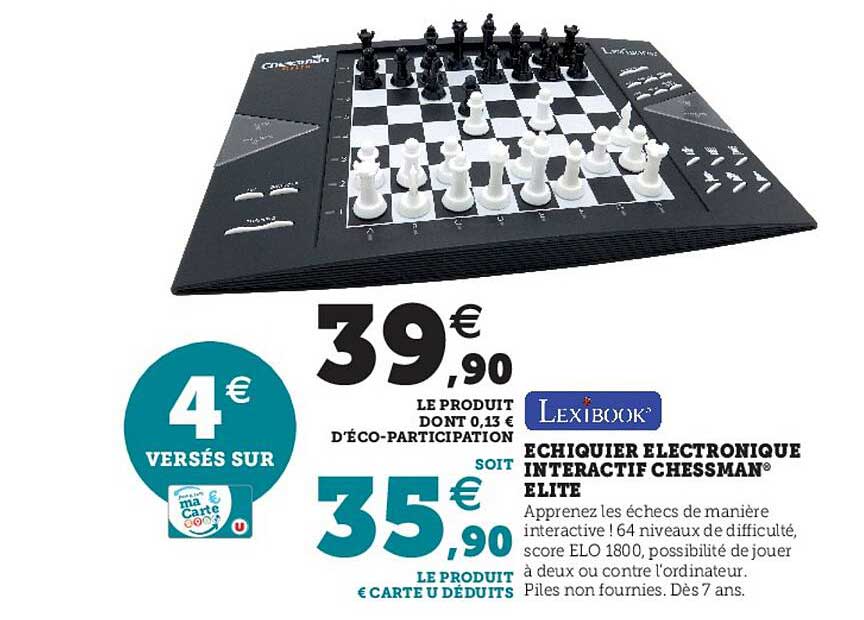 échiquier électronique interactif chessman elite lexibook