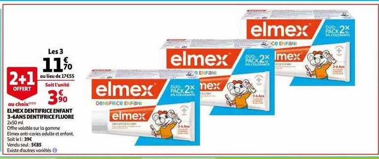 elmex dentifrice enfant 3-6 ans dentifrice fluore