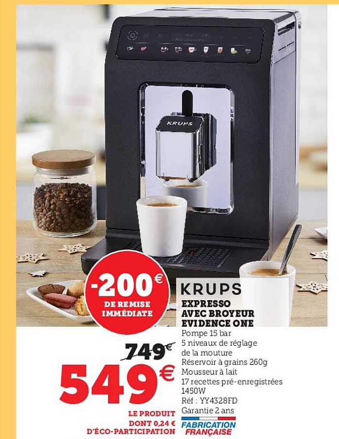 expresso avec broyeur évidence one krups