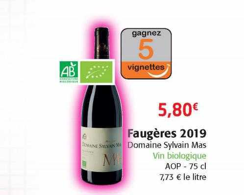 faugères 2019 domaine sylvain mas vin biologique