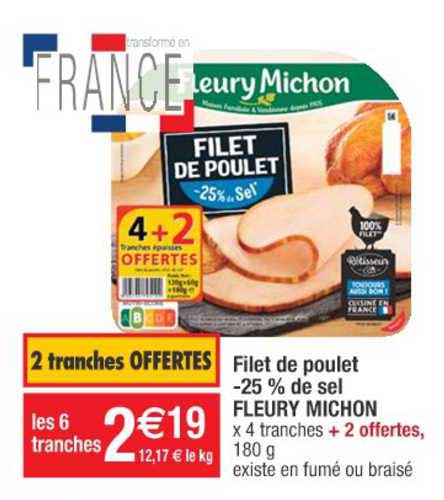 filet de poulet -25% de sel fleury michon