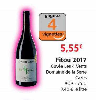 fitou 2017 cuvée les 4 vents domaine de la serre cazes