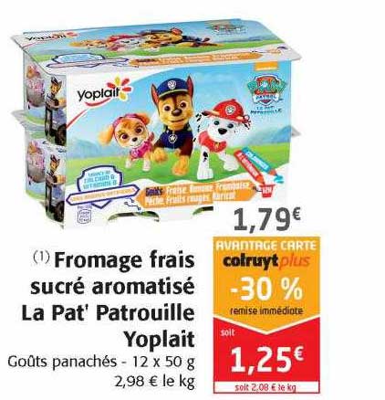 fromage frais sucré aromatisé la pat' patrouille yoplait