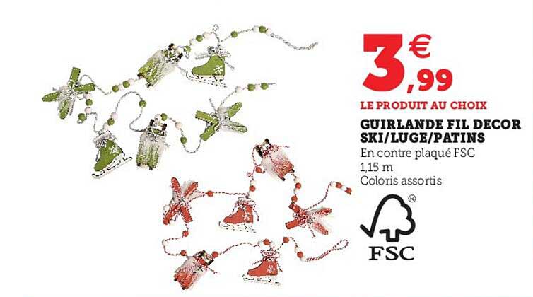 guirlande fil décor ski - luge - patins