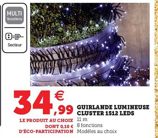guirlande lumineuse cluster 1512 leds