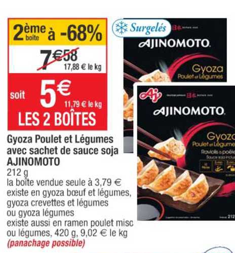 Gyoza Poulet Et Légumes Avec Sachet De Sauce Soja Ajinomoto