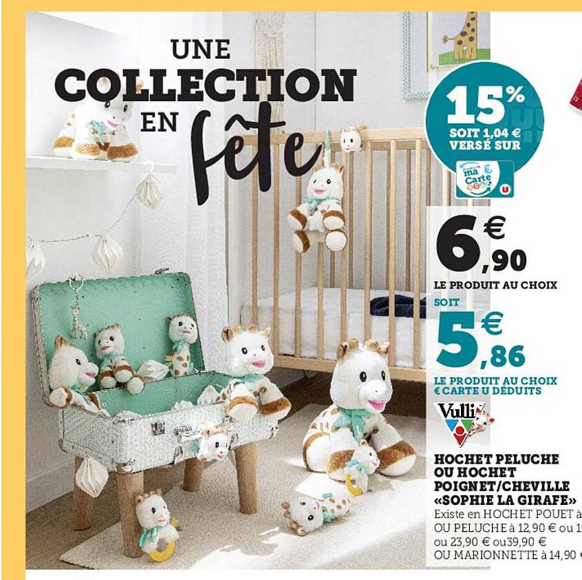 hochet peluche ou hochet poignet cheville "sophie la girafe"