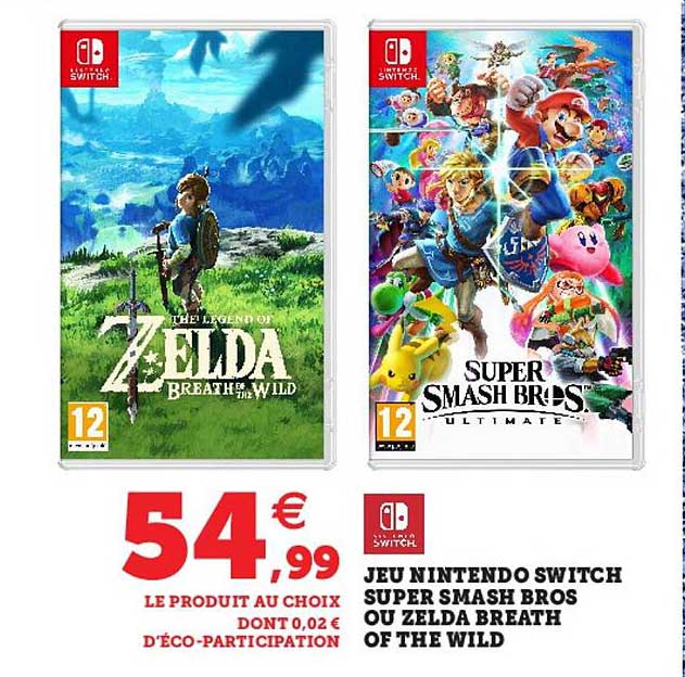jeu nintendo switch super smash bros ou zelda breath of the wild
