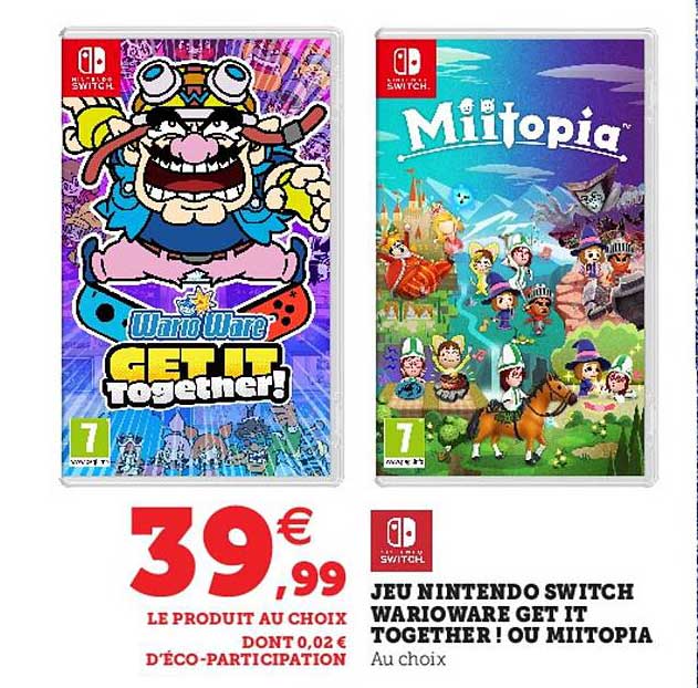 jeu nintendo switch warioware get it together! ou miitopia