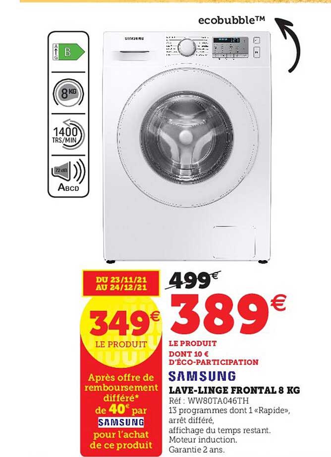 lave-linge frontal 8 kg samsung