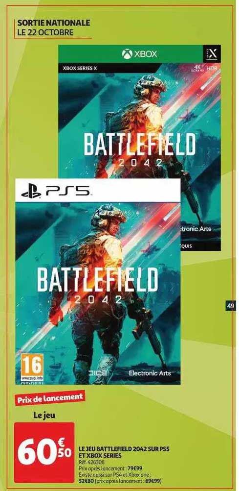 le jeu battlefield 2042 sur ps5 et xbox séries
