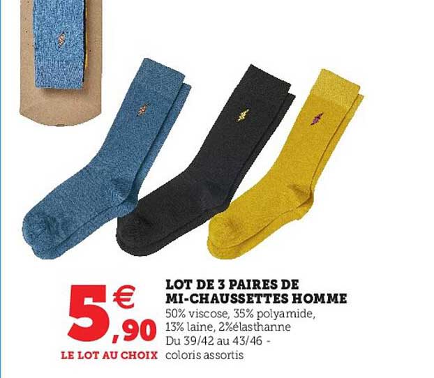 lot de 3 paires de mi-chaussettes homme
