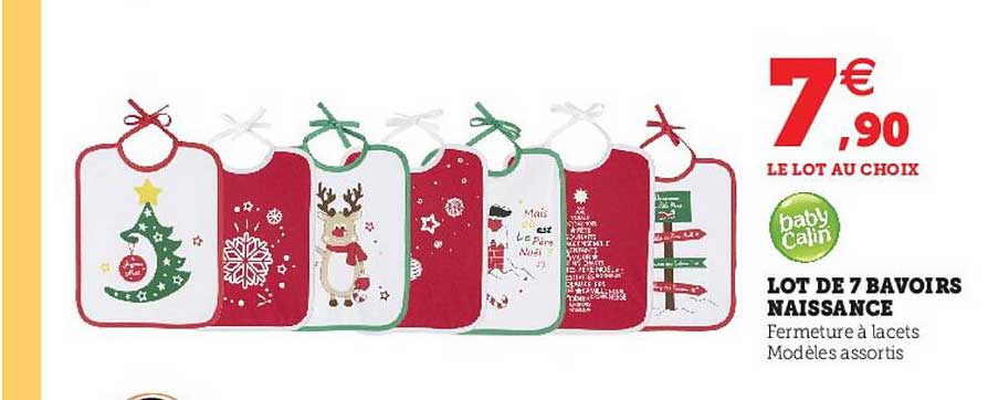 lot de 7 bavoirs naissance baby calin