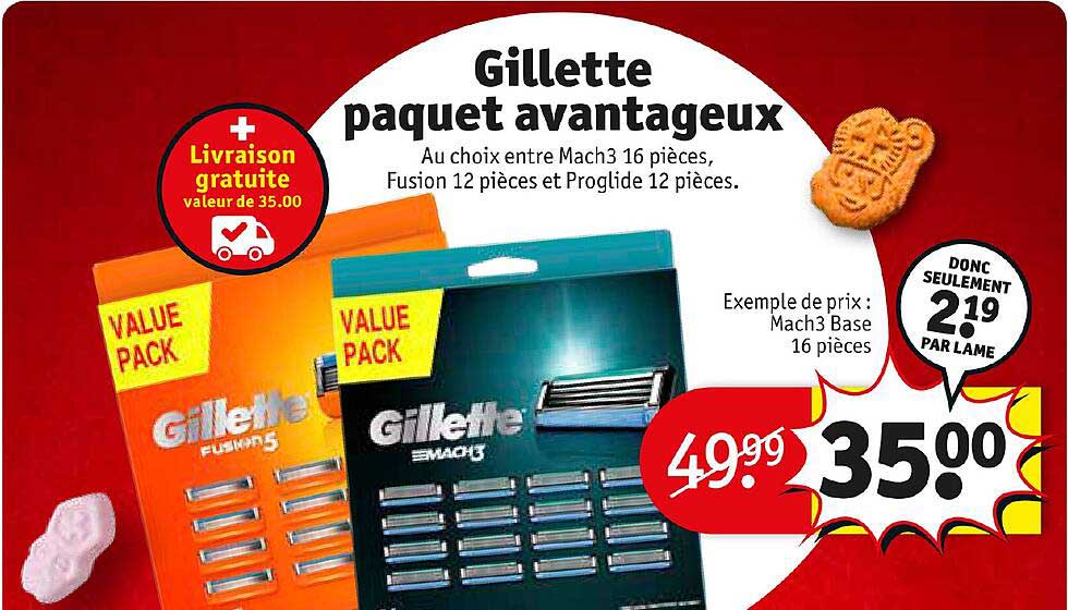 mach3 16 pièces, fusion 12 pièces et proglide 12 pièces