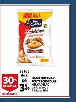 madeleines maxi pépites chocolat ker cadelac