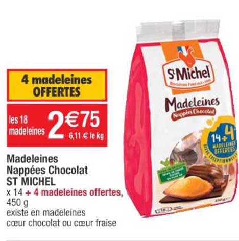 madeleines nappées chocolat st michel
