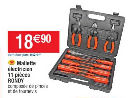 mallette électricien 11 pièces rondy