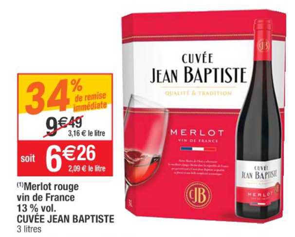 merlot rouge vin de france 13% vol. cuvée jean baptiste