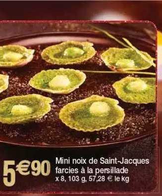 mini noix de saint-jacques farcies à la persillade