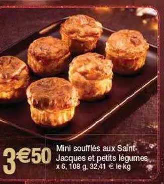 mini soufflés aux saint-jacques et petits légumes