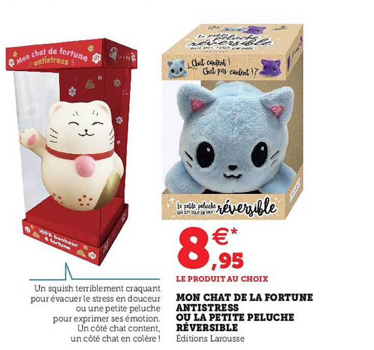 mon chat de la fortune antistress ou la petite peluche réversible