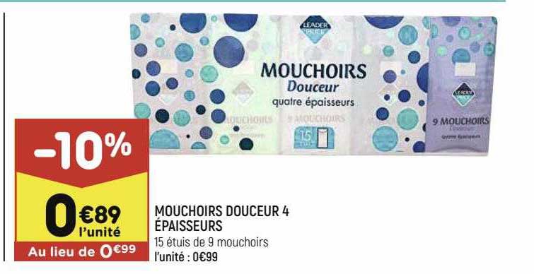 mouchoirs douceur 4 épaisseurs