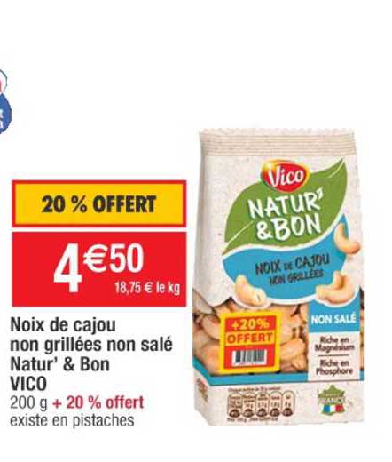 noix de cajou non grillées non salé natur' & bon vico