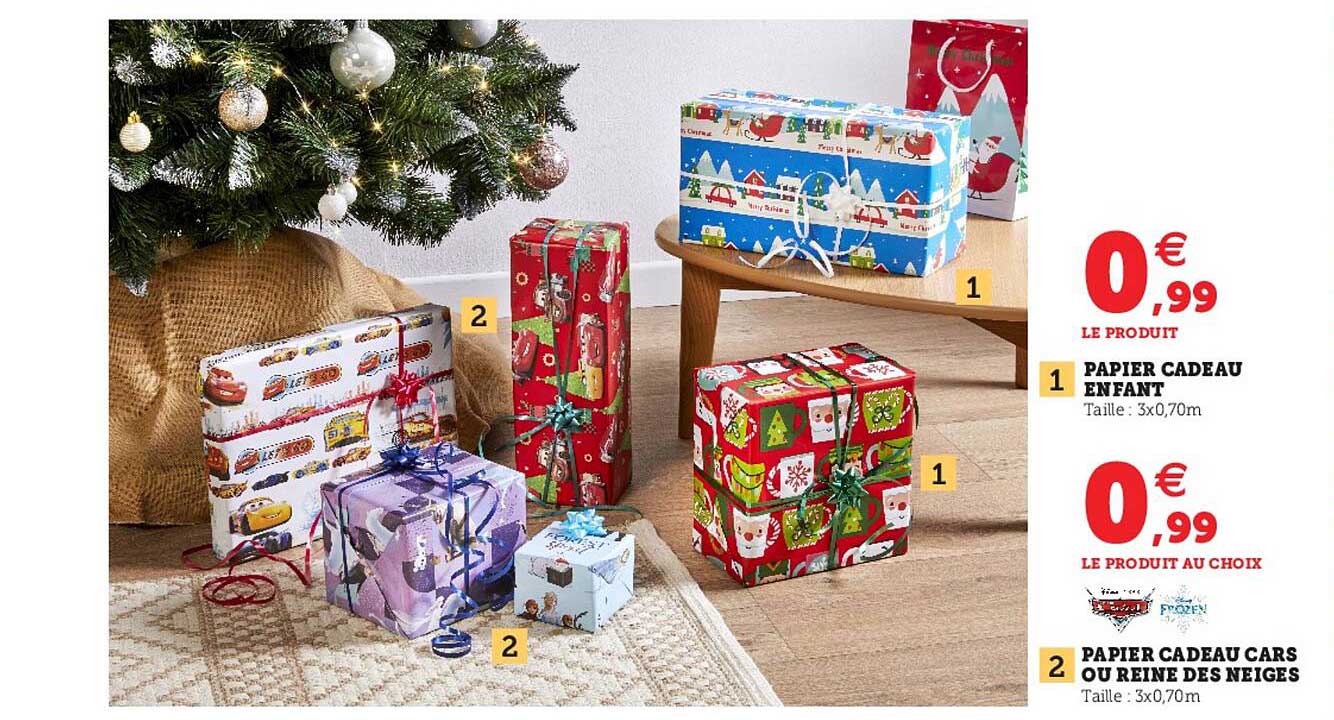 papier cadeau enfant, papier cadeau cars ou reine des neiges
