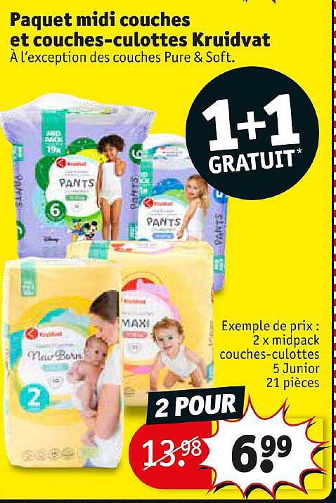 paquet midi couches et couches-culottes kruidvat