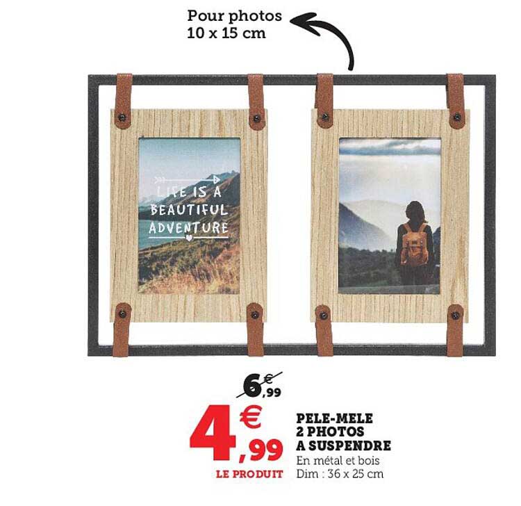 pêle-mêle 2 photos à suspendre