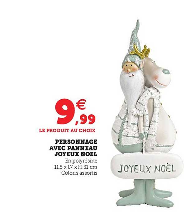 personnage avec panneau joyeux noel