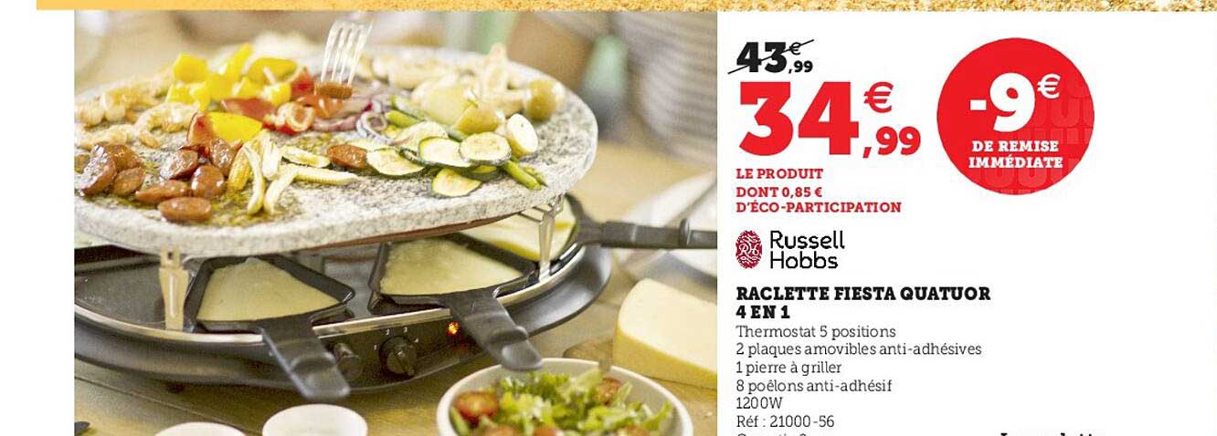 raclette fiesta quatuor 4 en 1 russell hobbs
